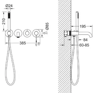 Встраиваемый смеситель для ванны Timo Saona 2314/19YSM розовое золото